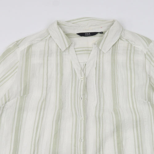 ISLE Womens White Striped  Basic Button-Up Size 18