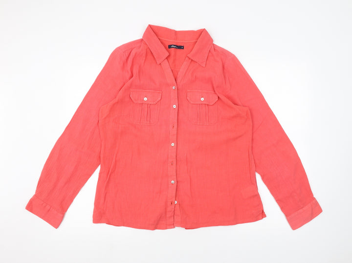 DASH Womens Pink Basic Button-Up Size 14