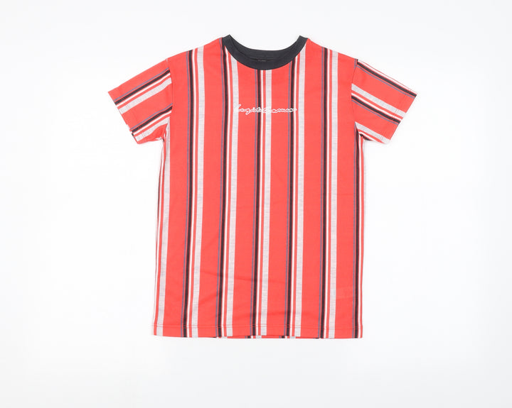 George Boys Orange Striped  Basic T-Shirt Size 7-8 Years