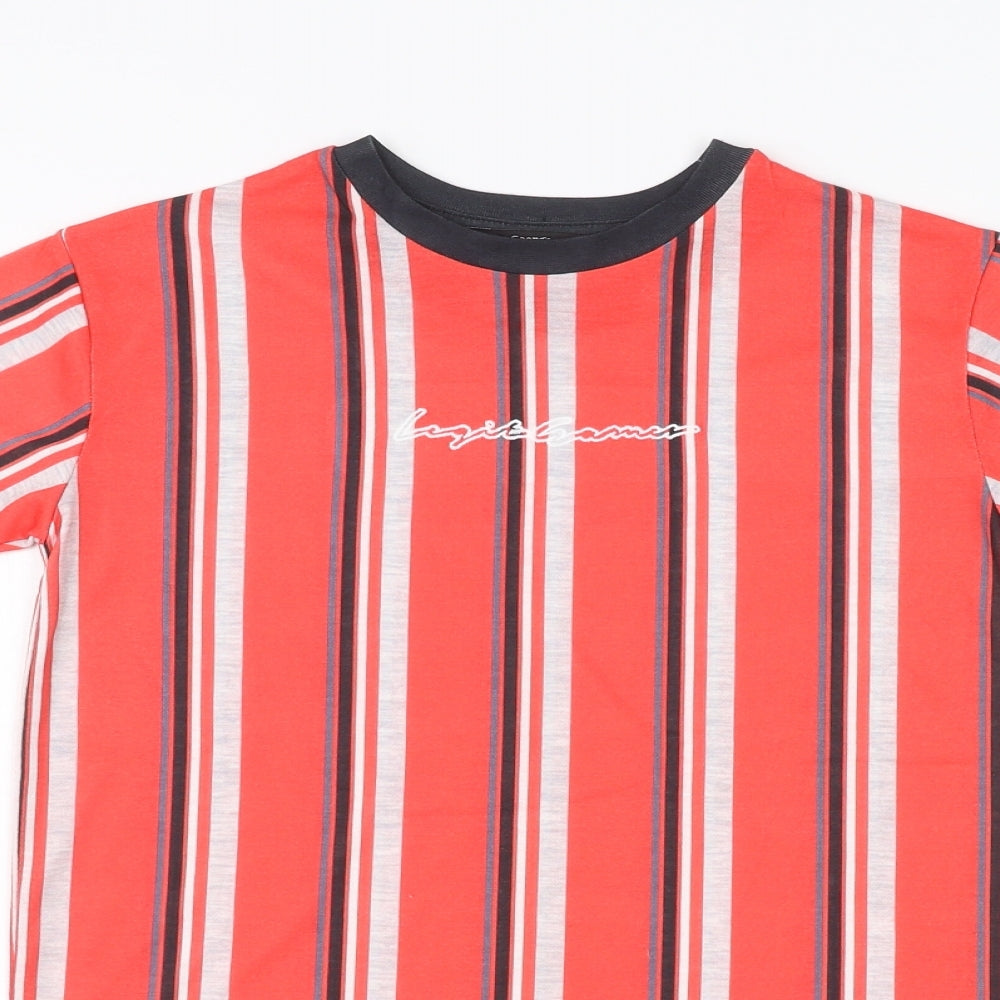 George Boys Orange Striped  Basic T-Shirt Size 7-8 Years