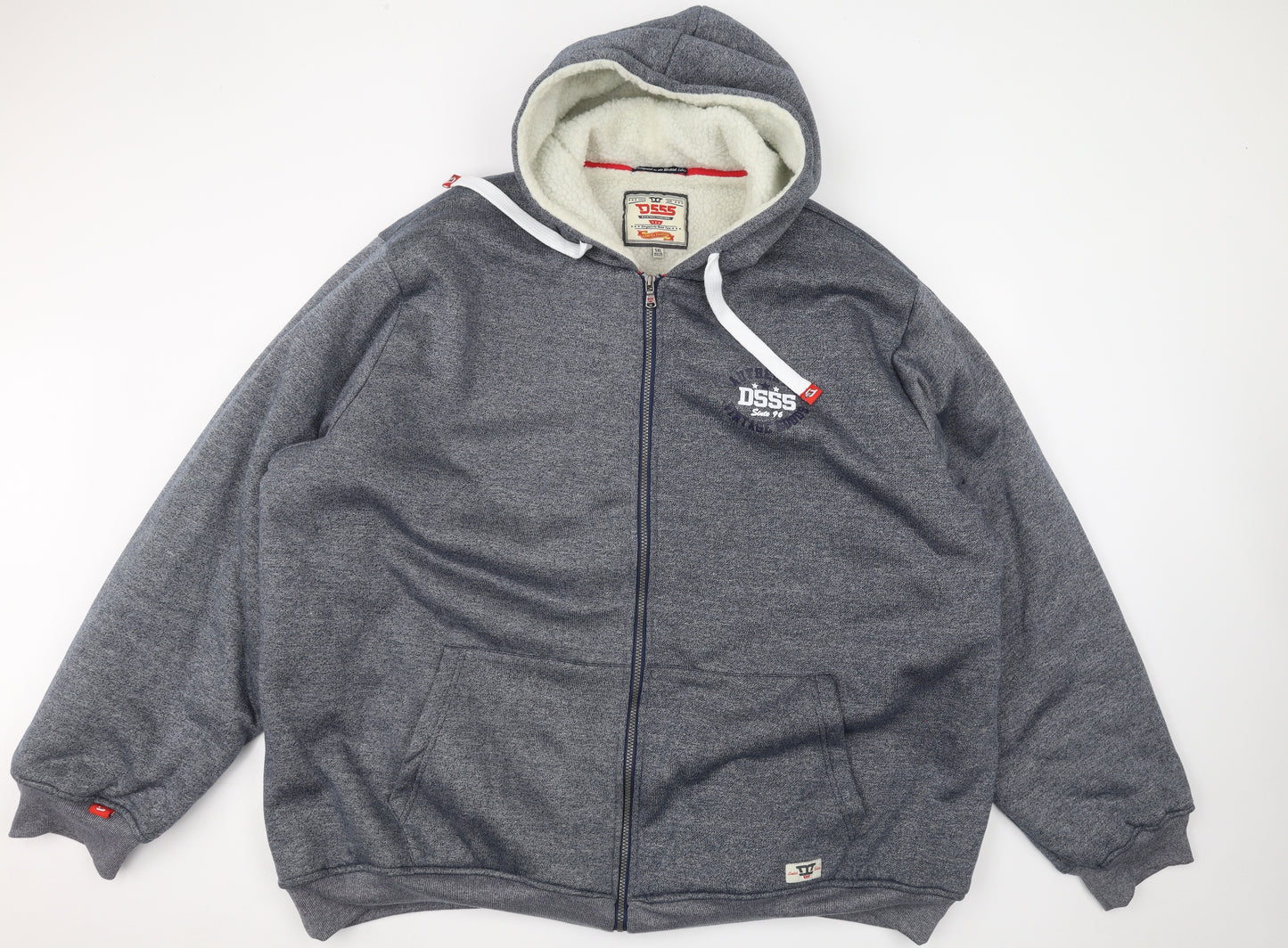 D555 Mens Grey   Full Zip Hoodie Size 4XL