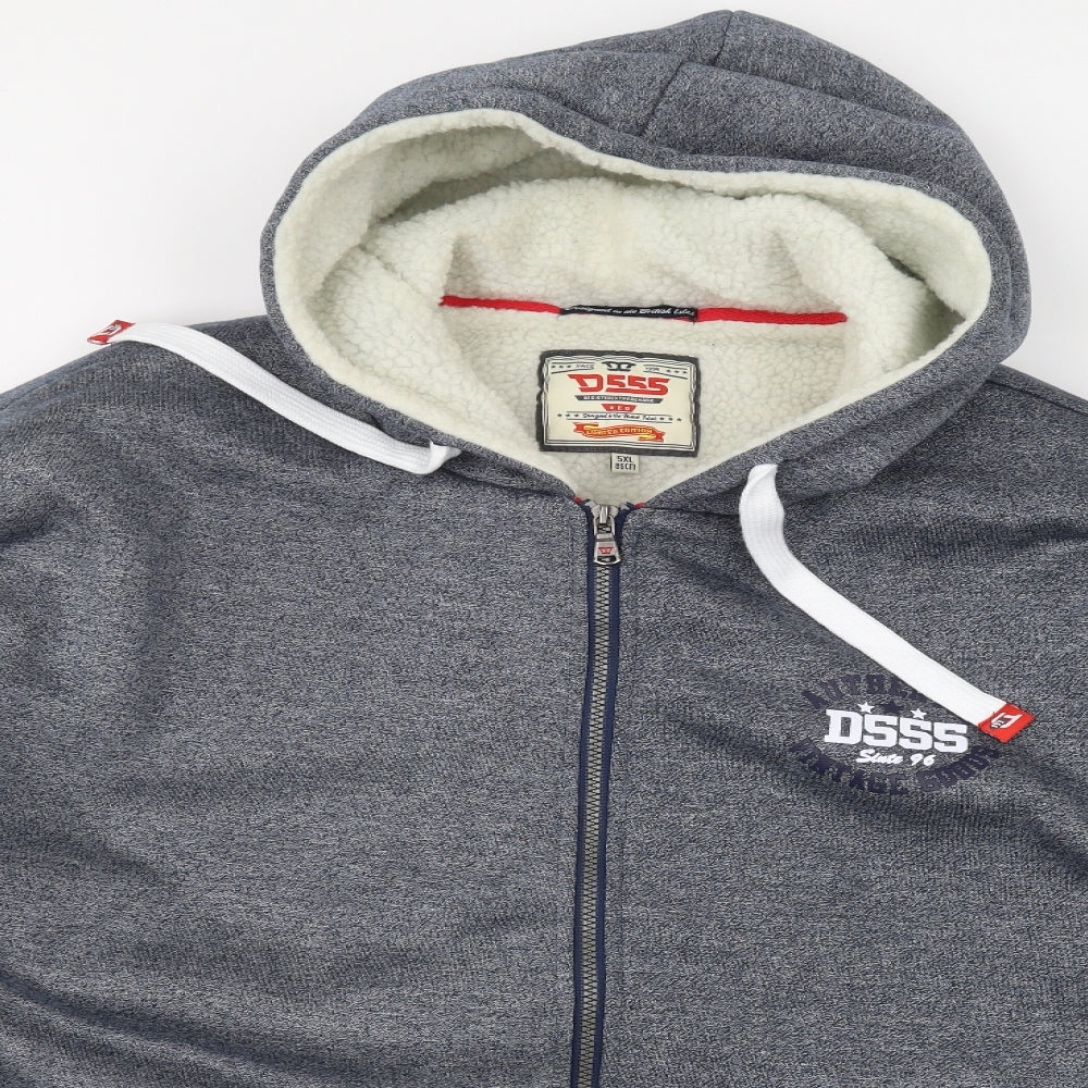 D555 Mens Grey   Full Zip Hoodie Size 4XL