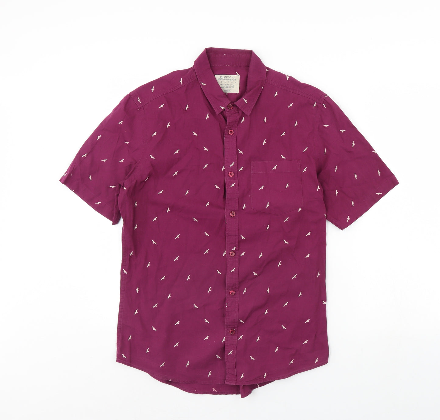 Burton Mens Purple Animal Print   Dress Shirt Size M