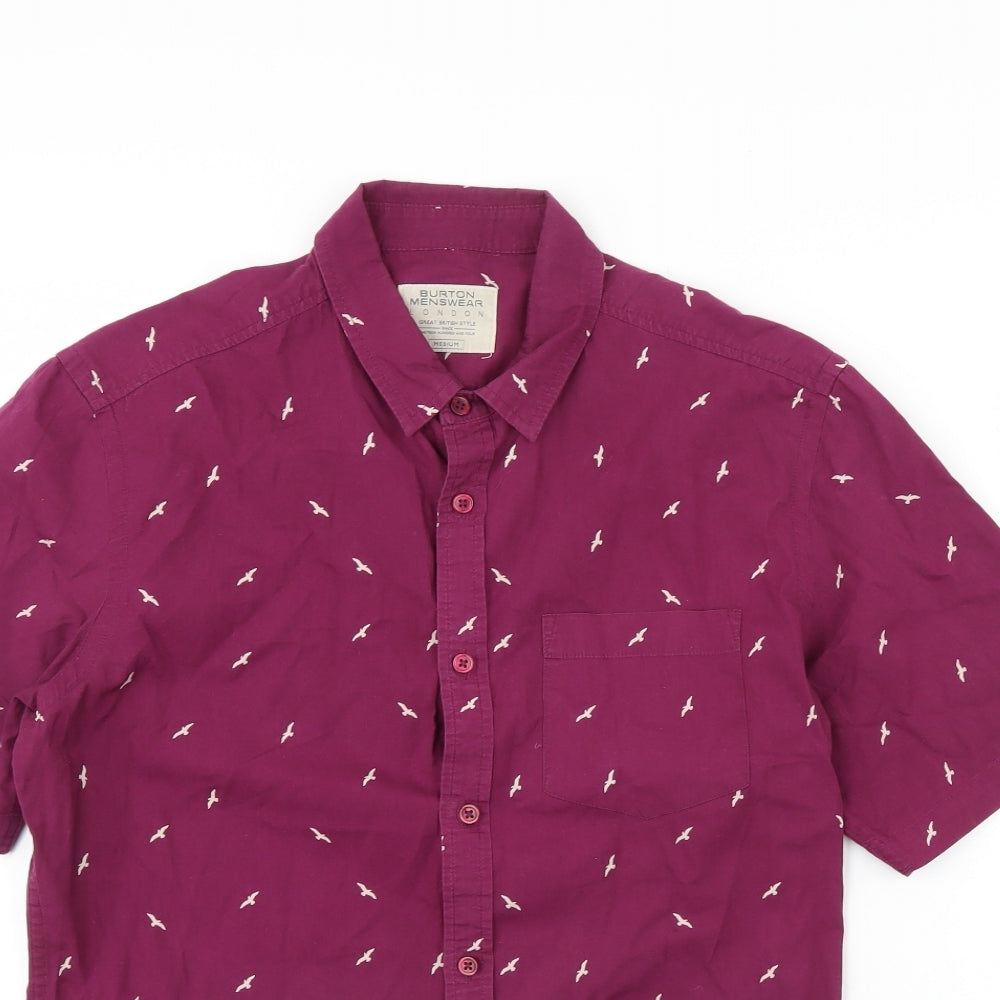 Burton Mens Purple Animal Print   Dress Shirt Size M