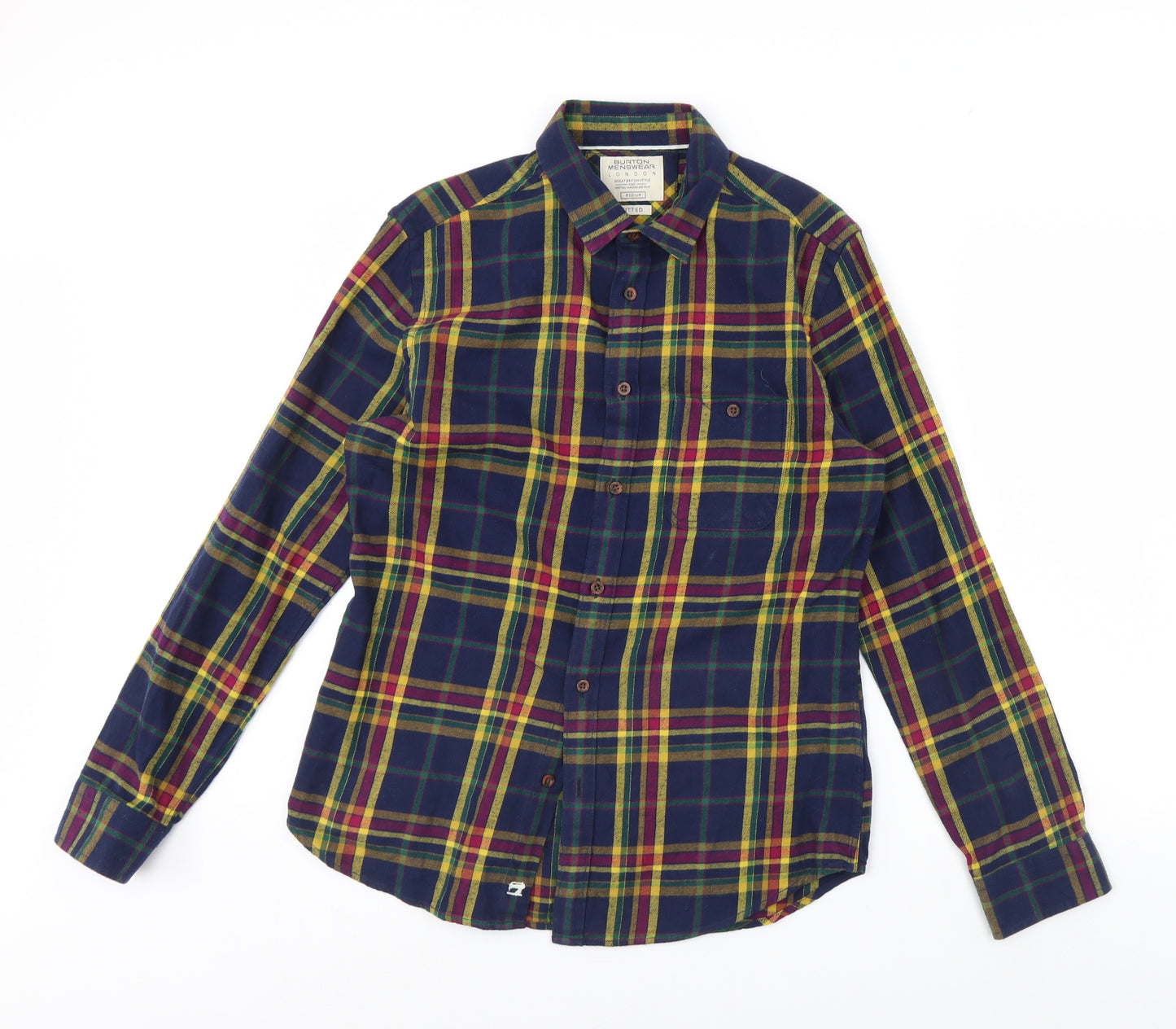 Burton Mens Blue Check   Dress Shirt Size M