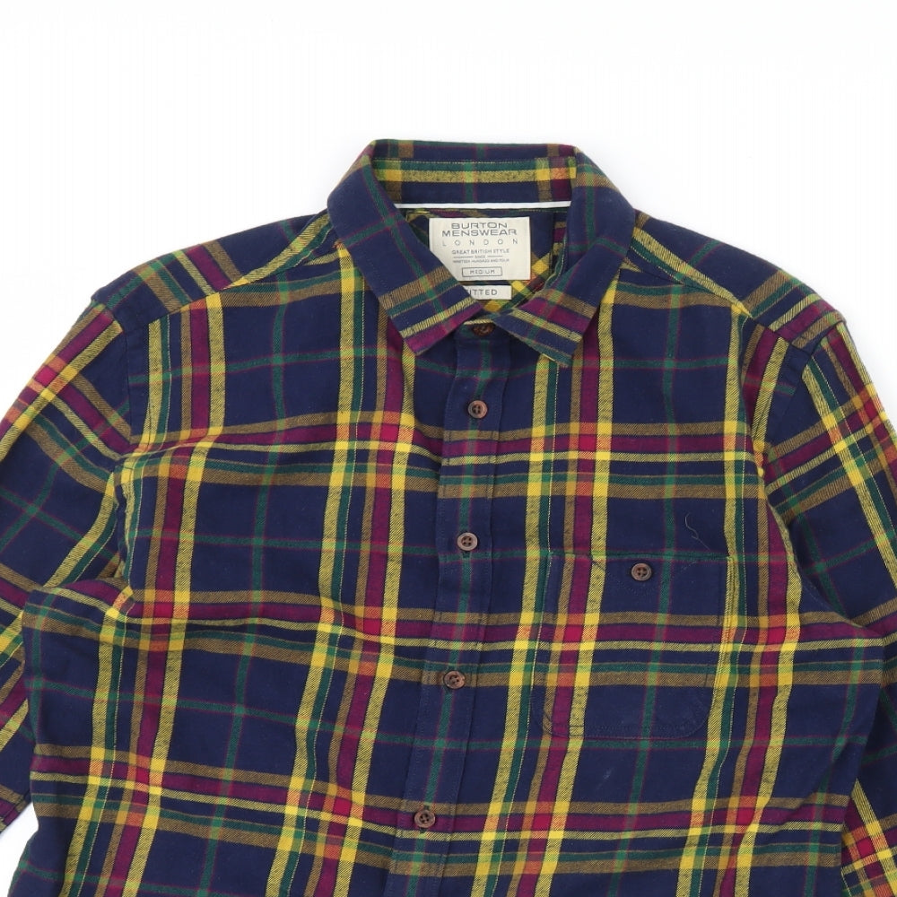 Burton Mens Blue Check   Dress Shirt Size M
