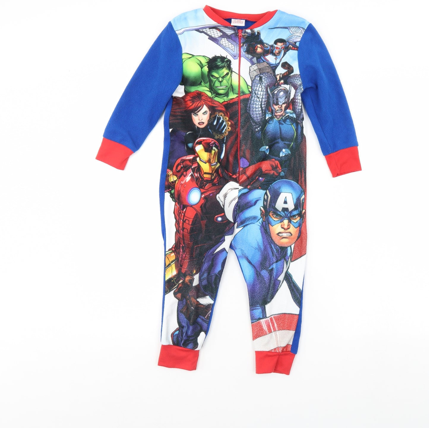 Preworn Boys Blue Solid Fleece  One Piece Size 3 Years  - Marvel