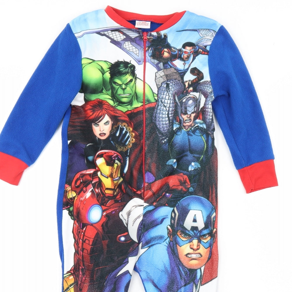 Preworn Boys Blue Solid Fleece  One Piece Size 3 Years  - Marvel