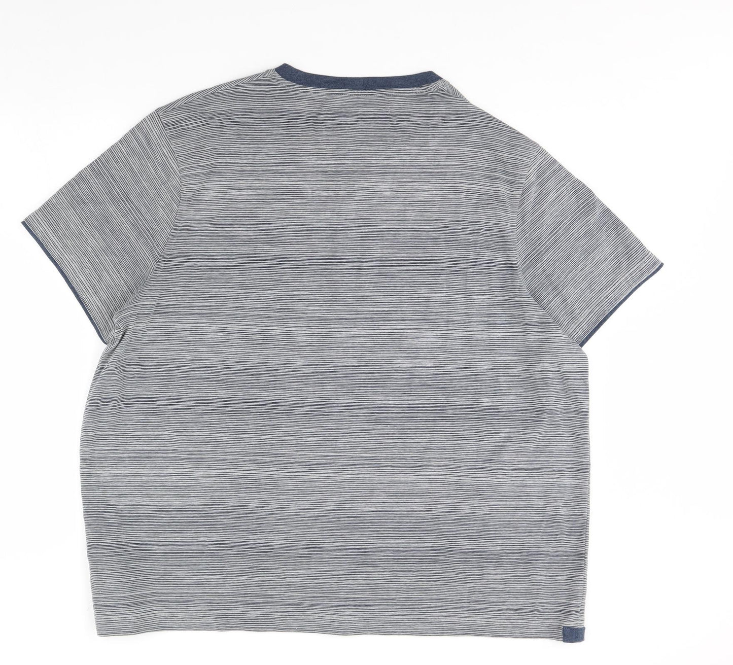 John Rocha Mens Grey Striped   T-Shirt Size 2XL