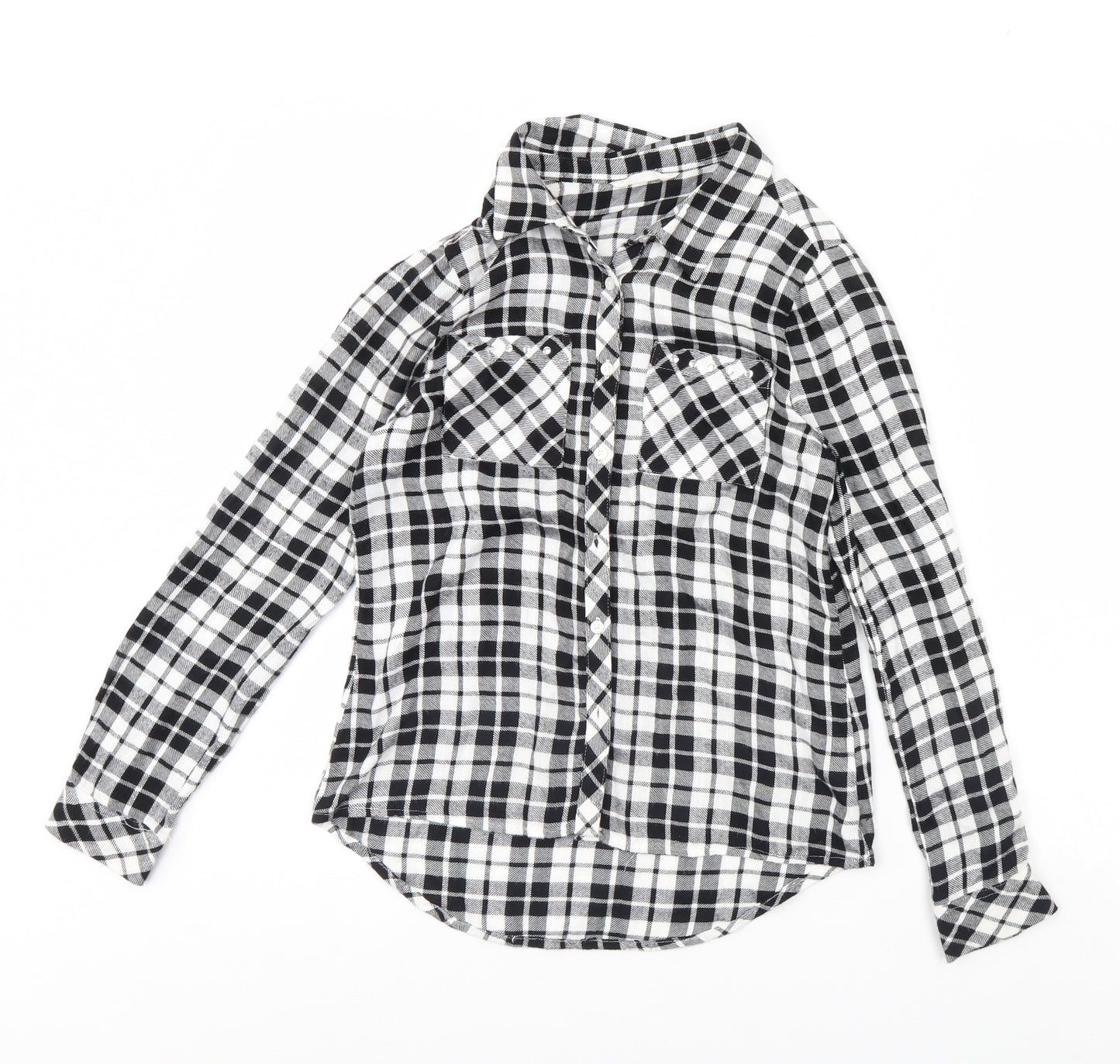 Candy Couture Girls Black Check  Basic Button-Up Size 11-12 Years
