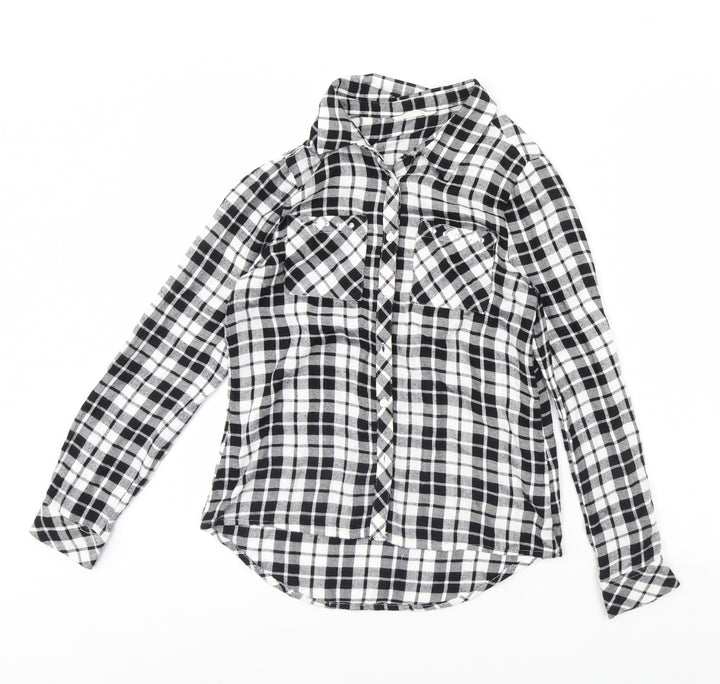 Candy Couture Girls Black Check  Basic Button-Up Size 11-12 Years