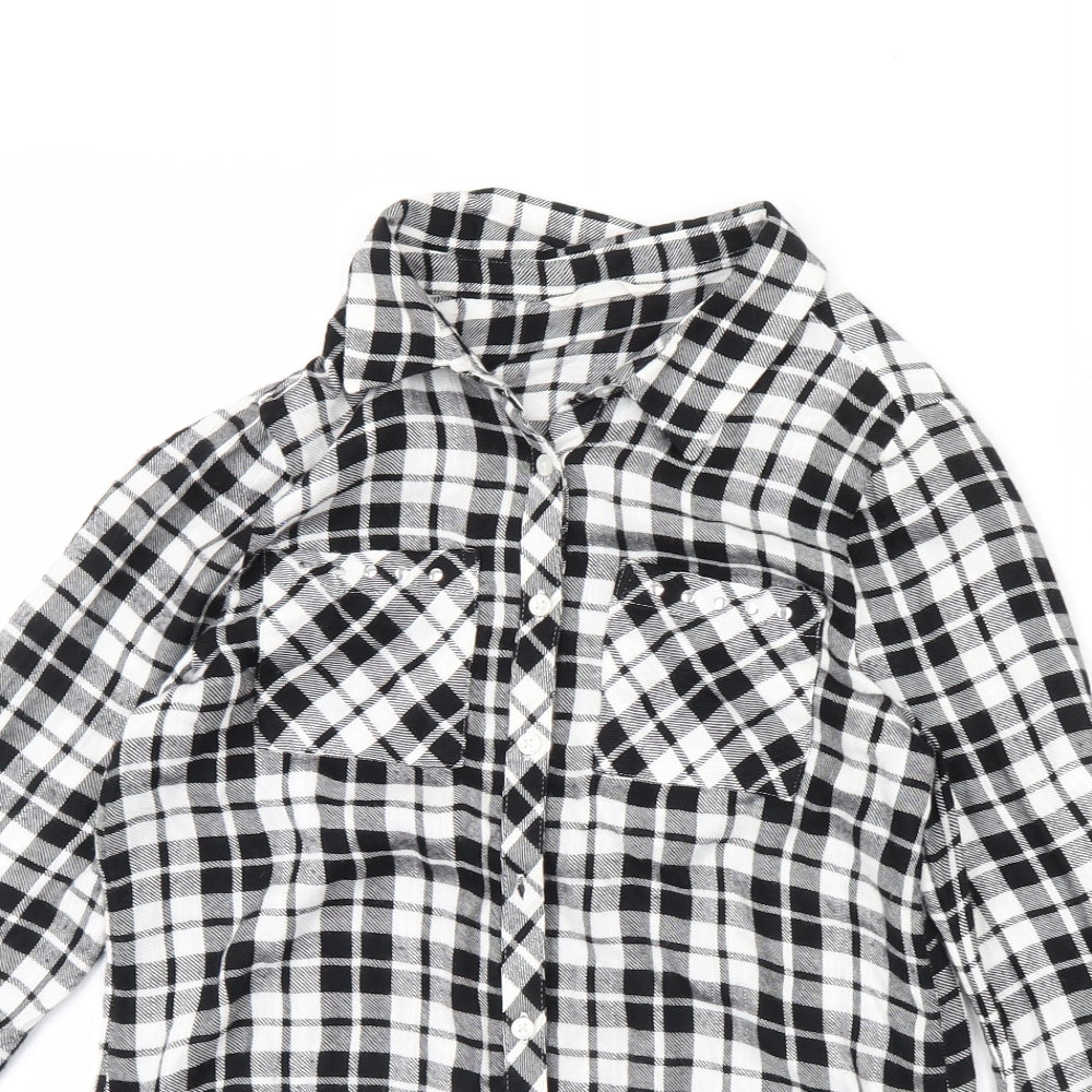 Candy Couture Girls Black Check  Basic Button-Up Size 11-12 Years