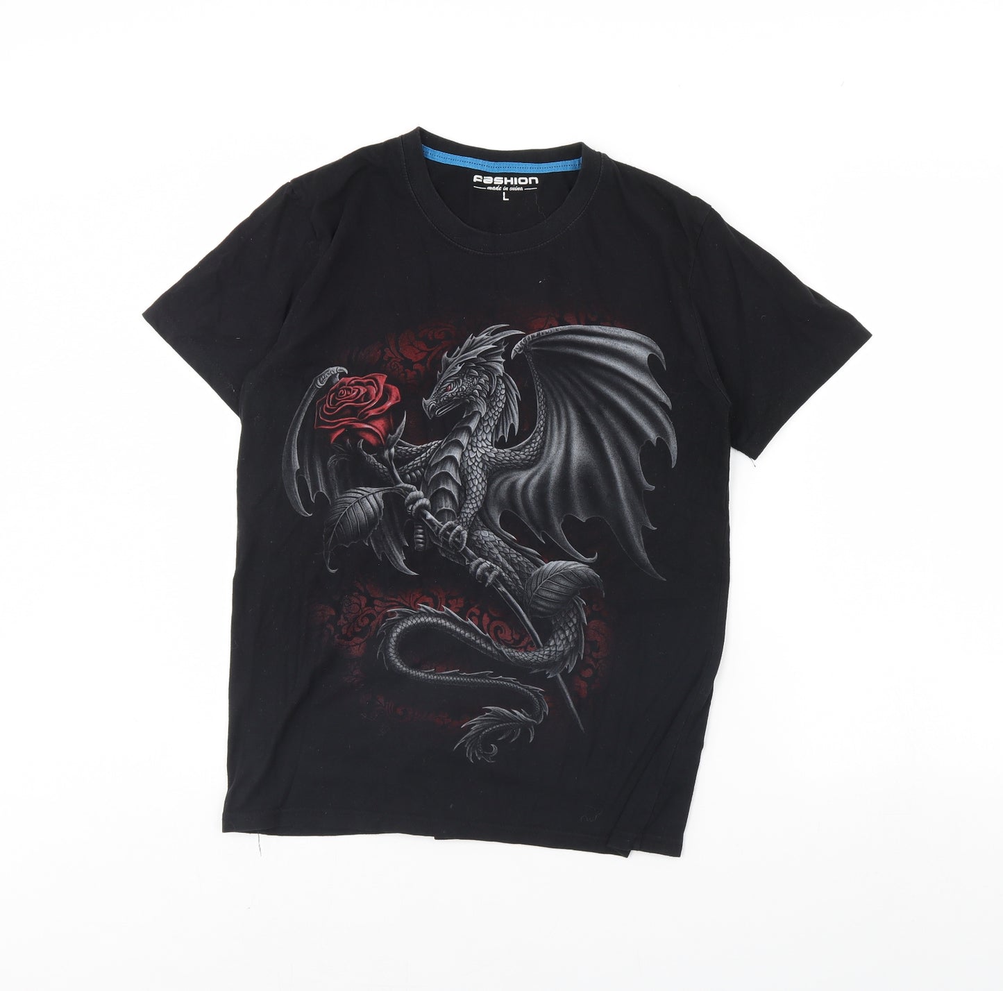 Fashion Mens Black    T-Shirt Size L