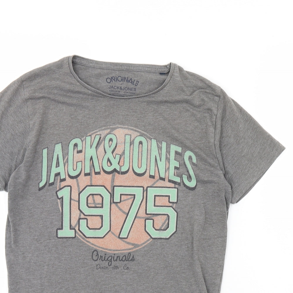 JACK & JONES Mens Grey    T-Shirt Size S