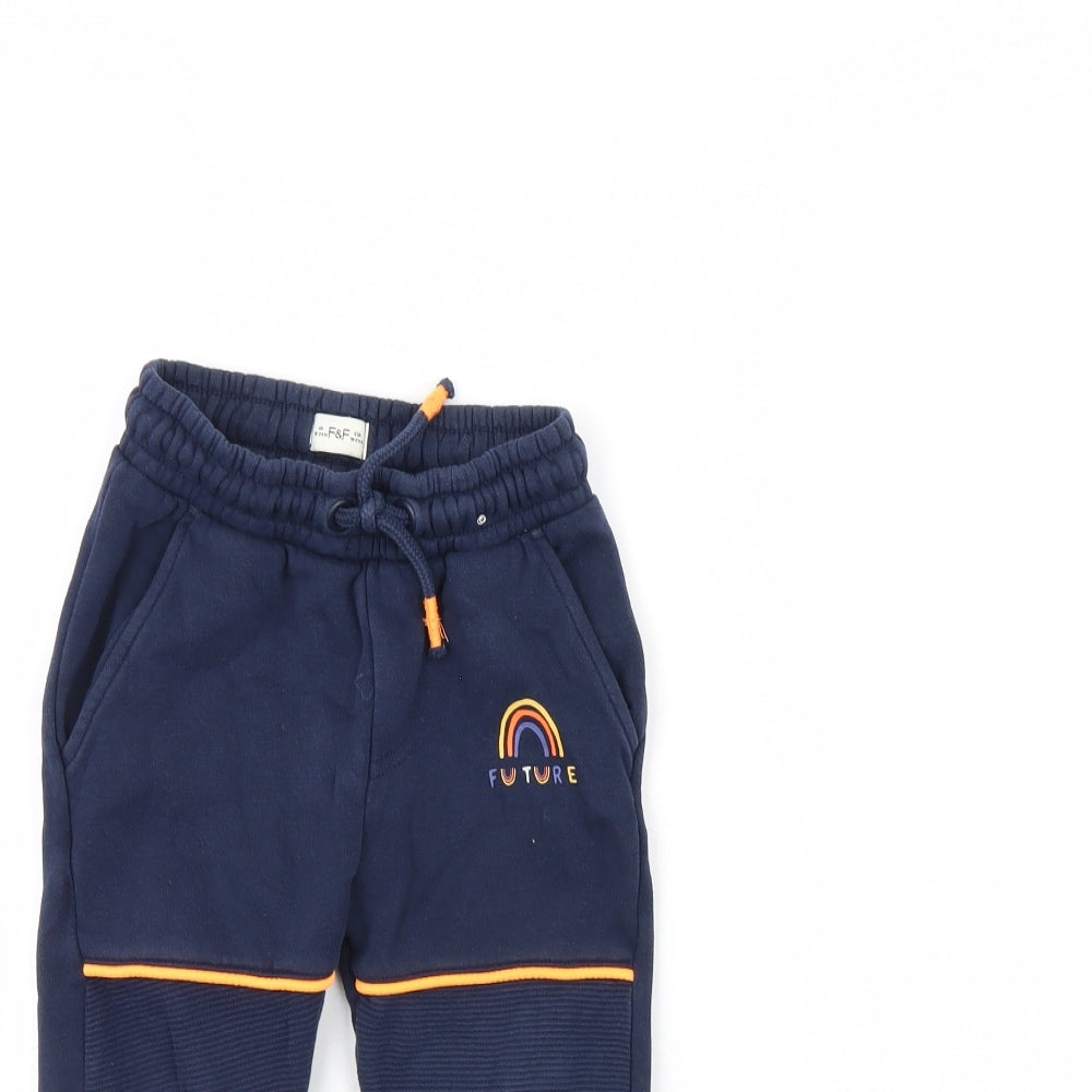F&F Boys Blue   Jogger Trousers Size 2 Years