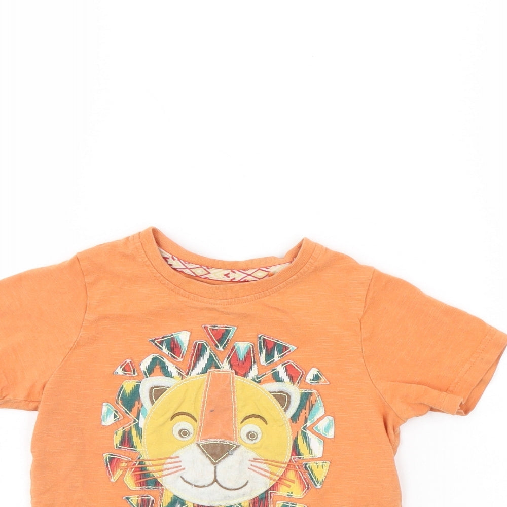 TU Baby Orange   Basic T-Shirt Size 12 Months  - Lion