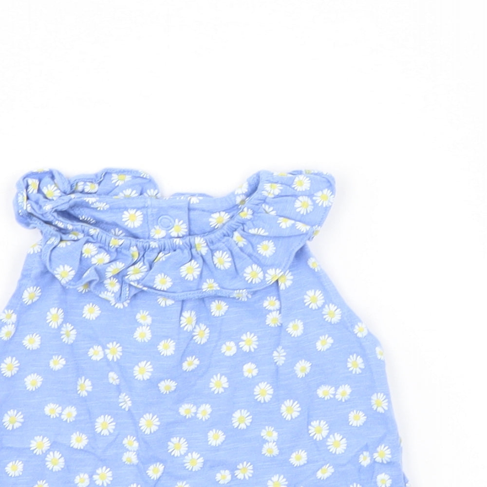 Mothercare Baby Blue Floral  Basic T-Shirt Size 3-6 Months