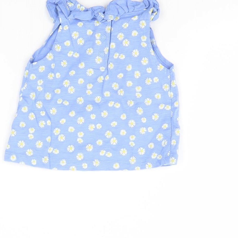 Mothercare Baby Blue Floral  Basic T-Shirt Size 3-6 Months