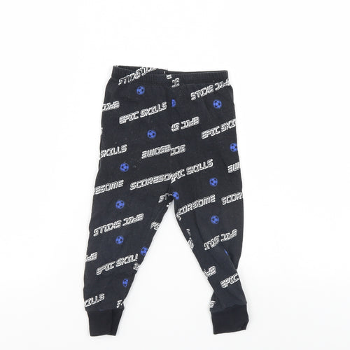 George Boys Black Solid   Pyjama Pants Size 2 Years  - Football
