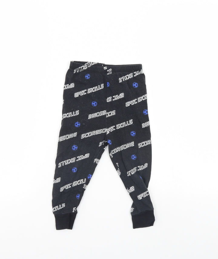 George Boys Black Solid Pyjama Pants Size 2 Years - Football