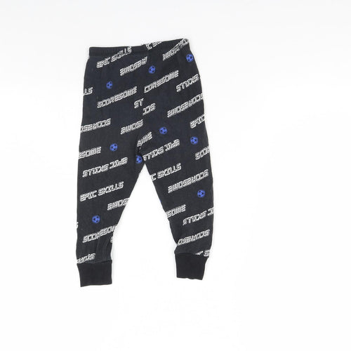 George Boys Black Solid   Pyjama Pants Size 2 Years  - Football