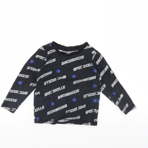 George Boys Black Striped   Pyjama Top Size 2 Years  - Football