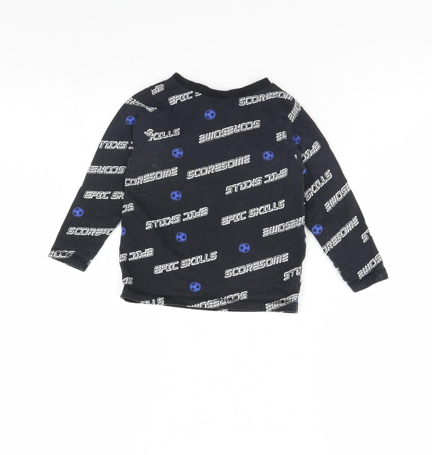 George Boys Black Striped   Pyjama Top Size 2 Years  - Football