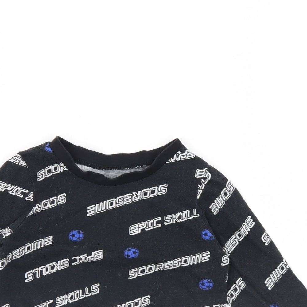 George Boys Black Striped   Pyjama Top Size 2 Years  - Football