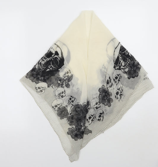 Front view of Preworn women’s beige polka dot scarf