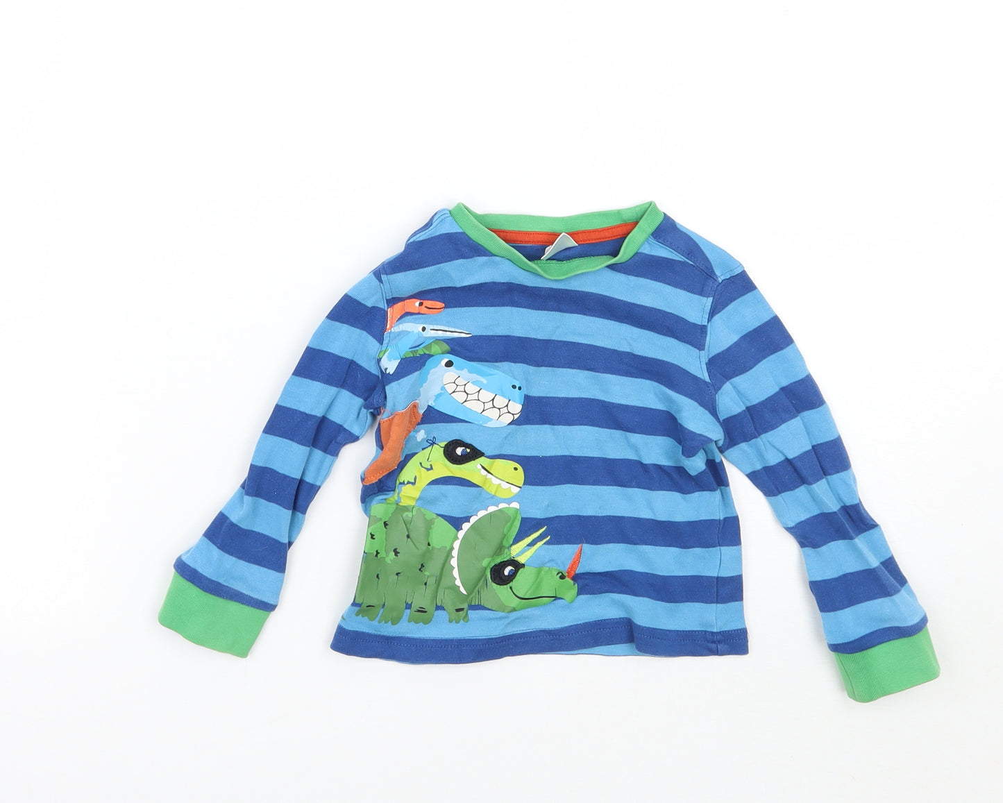 Mini Club Boys Blue Striped  Basic T-Shirt Size 12-18 Months