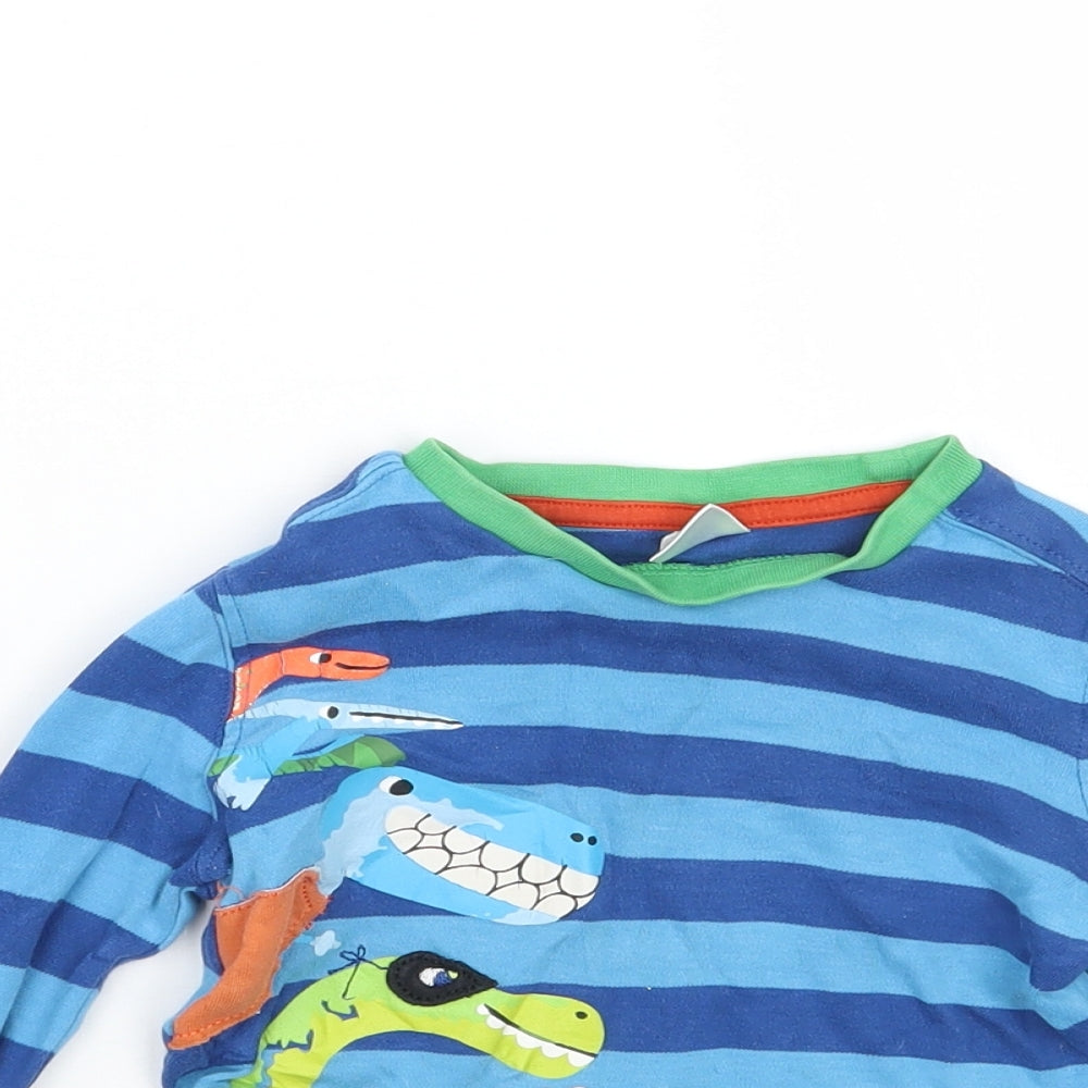 Mini Club Boys Blue Striped  Basic T-Shirt Size 12-18 Months
