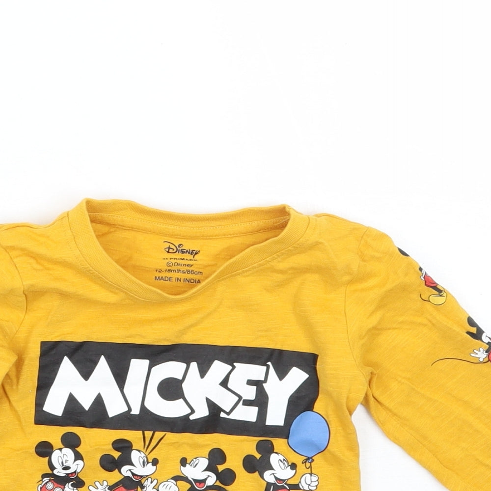 Primark Girls Yellow   Basic T-Shirt Size 12 Months