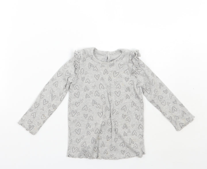 George Girls Grey Geometric  Basic T-Shirt Size 18-24 Months