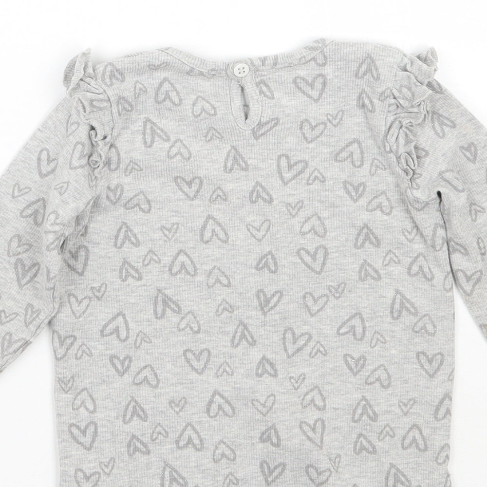 George Girls Grey Geometric  Basic T-Shirt Size 18-24 Months