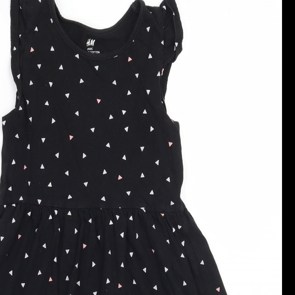 H&M Girls Black Polka Dot  A-Line  Size 7 Years