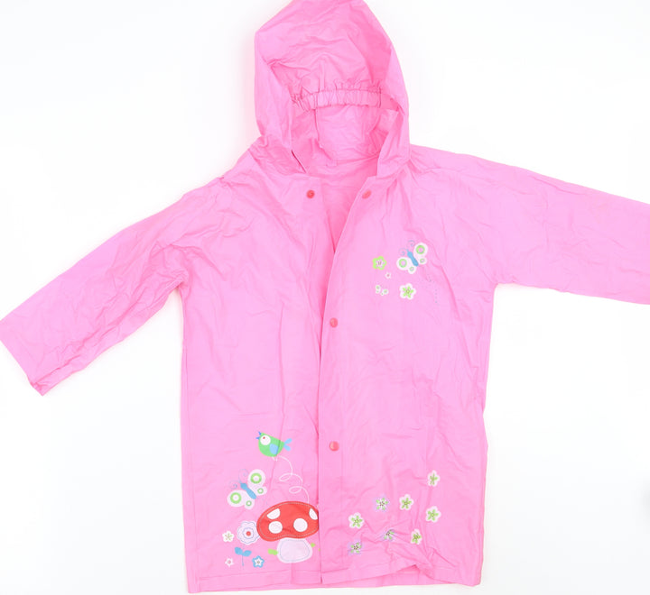 Preworn Girls Pink Floral Jacket Coat Size M