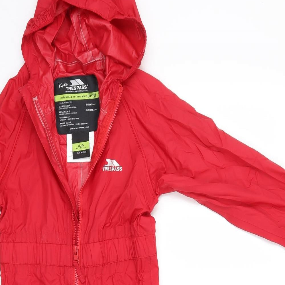 Tresspass Boys Red   Rain Coat Snowsuit Size 3-4 Years