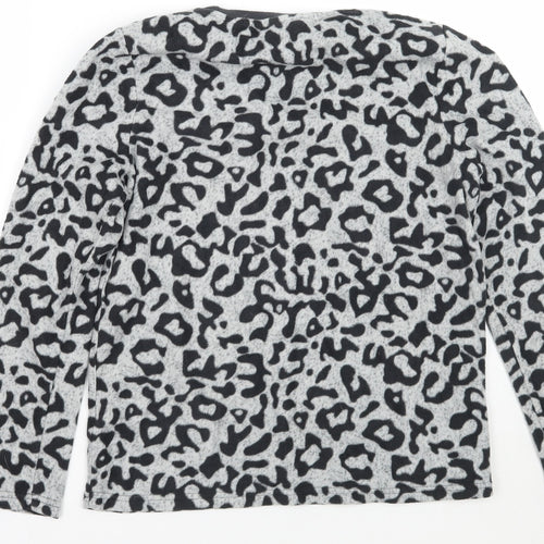 Pep& co  Womens Grey Animal Print  Pullover Jumper Size 8