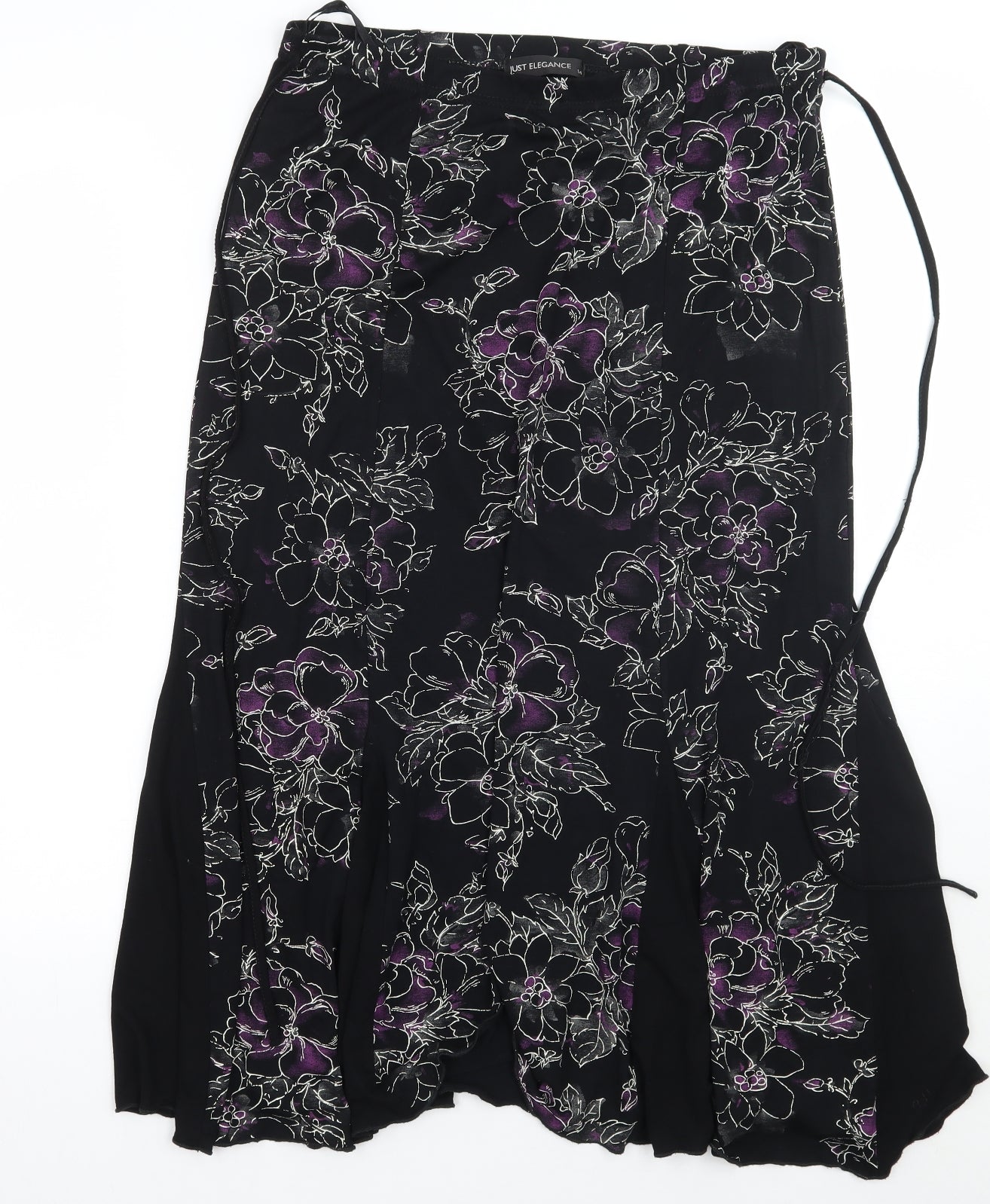 Just elegance Womens Black Floral  A-Line Skirt Size 12