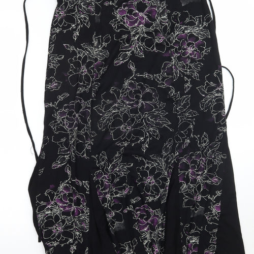 Just elegance Womens Black Floral  A-Line Skirt Size 12