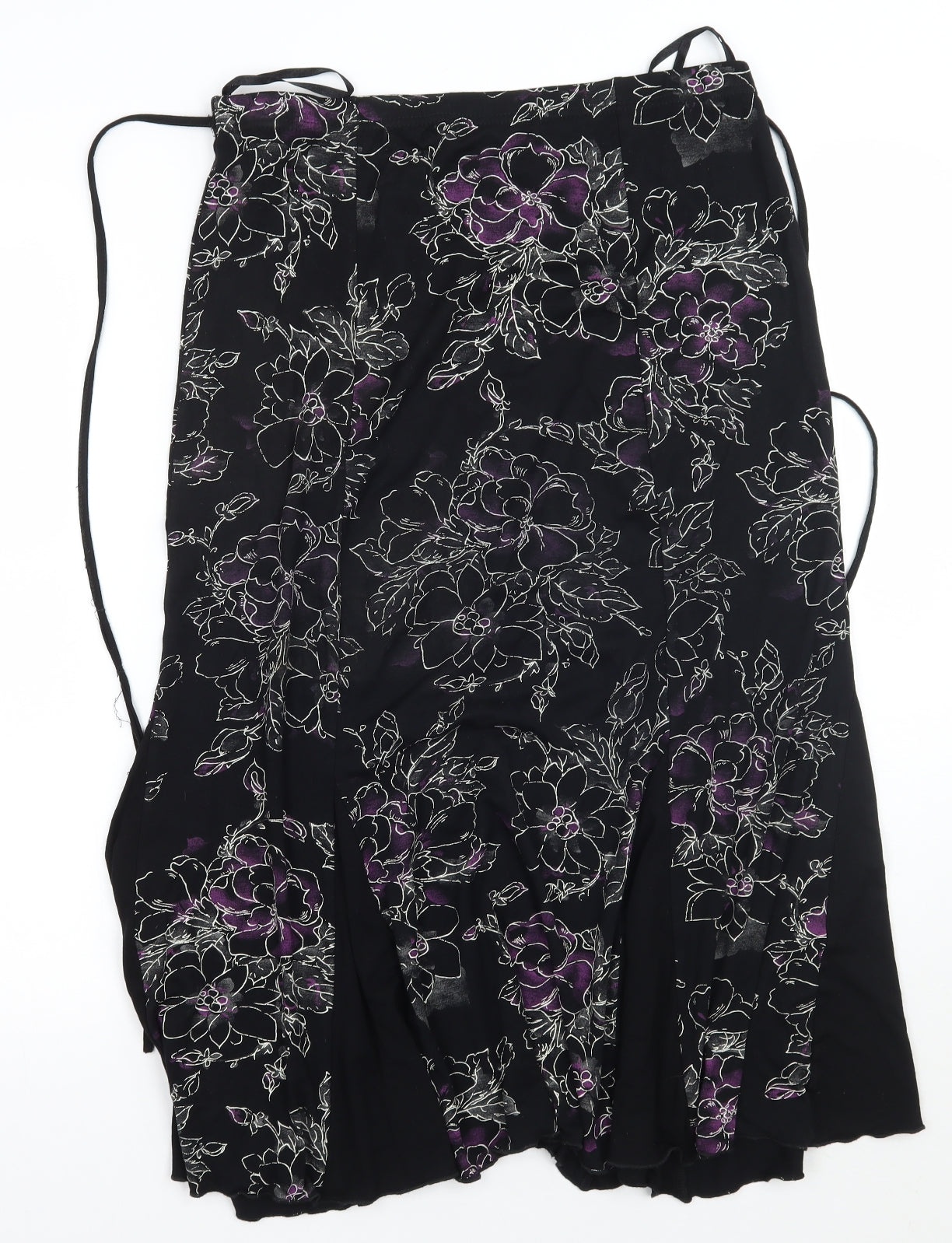 Just elegance Womens Black Floral  A-Line Skirt Size 12