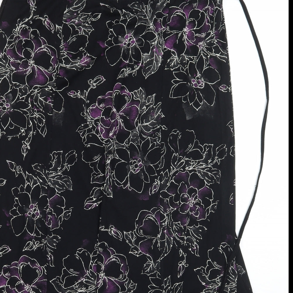 Just elegance Womens Black Floral  A-Line Skirt Size 12