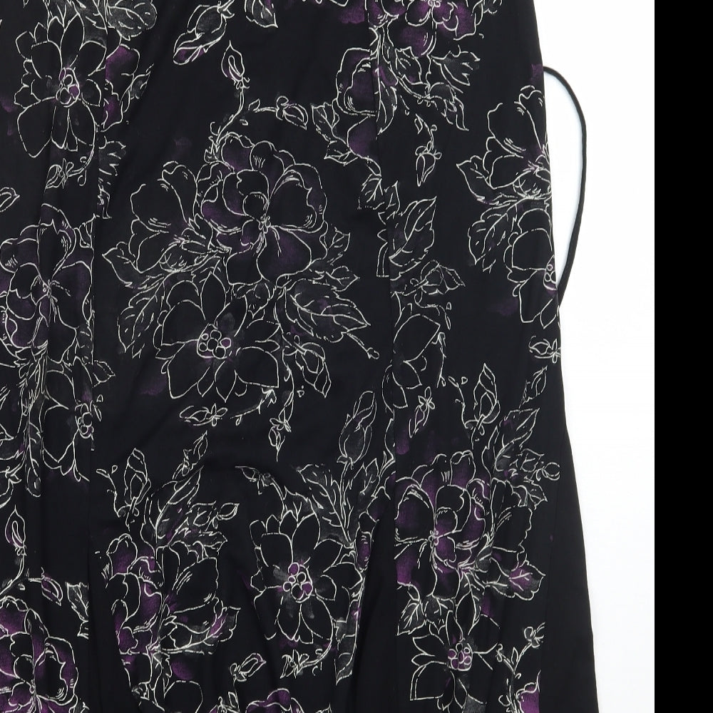 Just elegance Womens Black Floral  A-Line Skirt Size 12