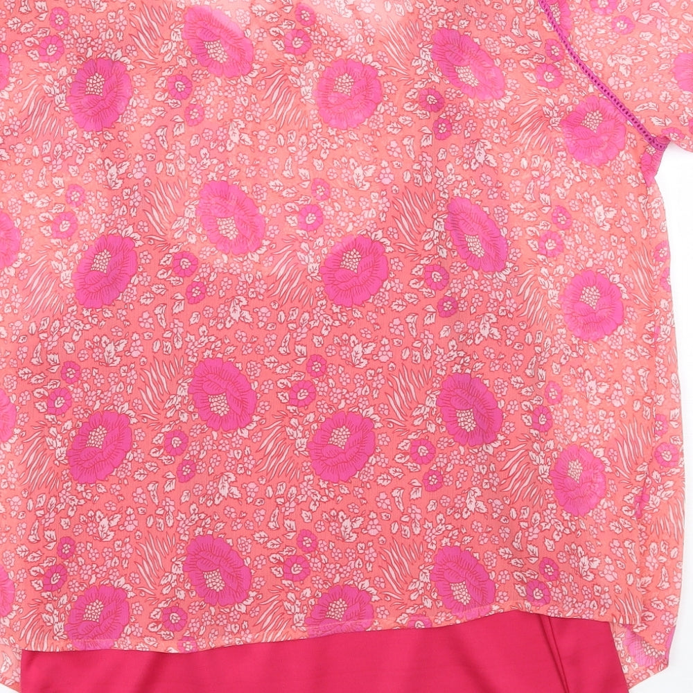 BHS Womens Pink Floral  Basic Blouse Size 14