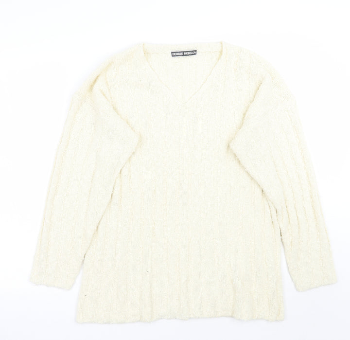 Debbie Morgan Womens Ivory   Pullover Jumper Size M
