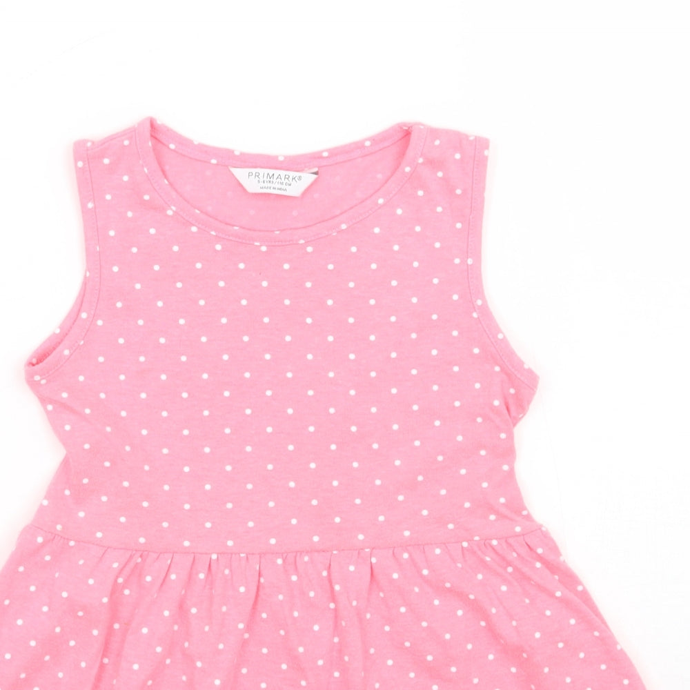 Primark Girls Pink Polka Dot  A-Line  Size 5-6 Years