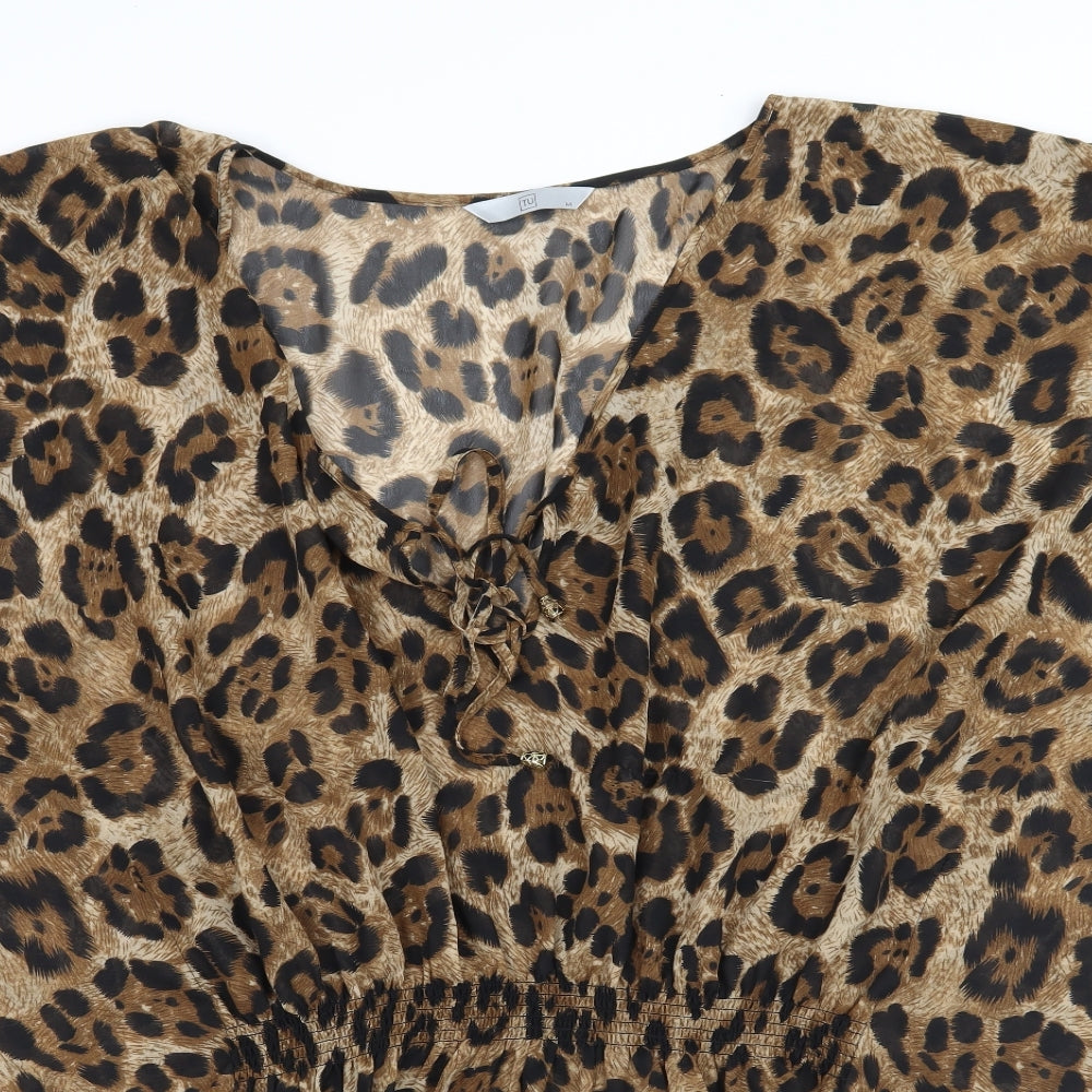 TU Womens Brown Animal Print  A-Line  Size M  - Beach dress