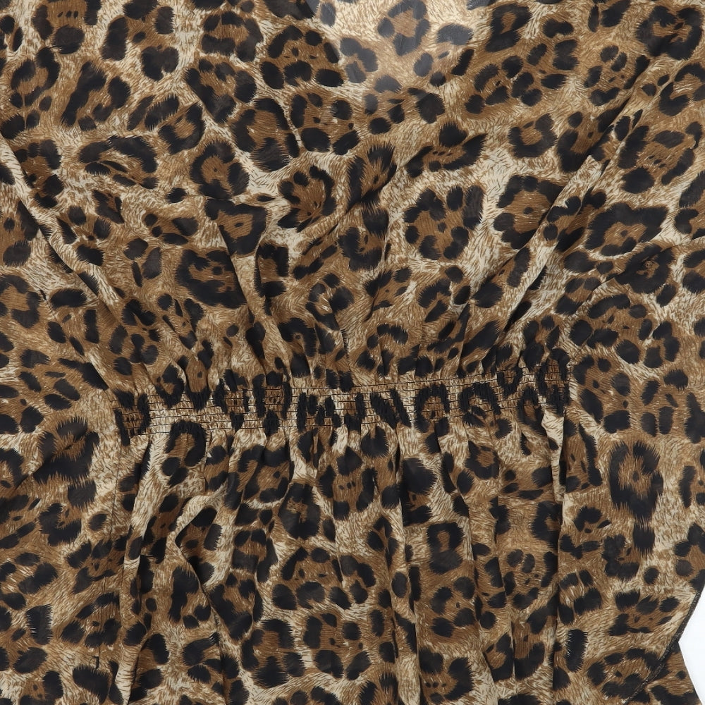 TU Womens Brown Animal Print  A-Line  Size M  - Beach dress