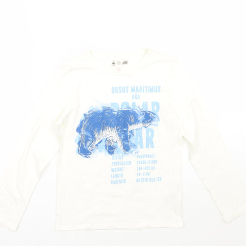 H&M Girls White   Basic T-Shirt Size 9 Years