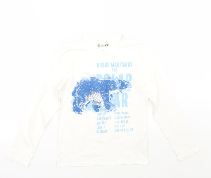 H&M Girls White   Basic T-Shirt Size 9 Years